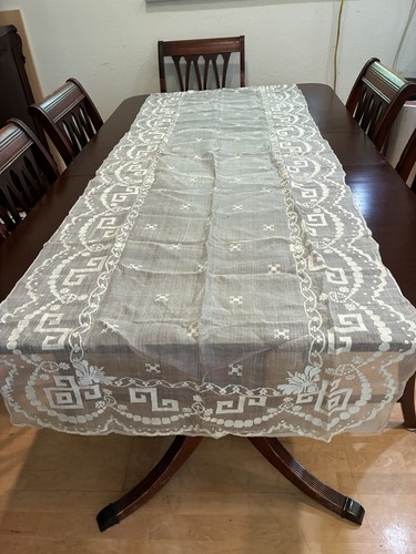Antique Humeral Veil Altar Cloth Piña Handwoven Catholic Rosary Cross Embroidery