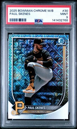 2025 Bowman Chrome Mega Box MOJO Silver Prizm Refractor PAUL SKENES PSA 9 MINT