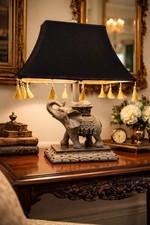 Elephant Table Lamp-Aged Bronze Finish-Safari-Sahara-Africa- 1970's-Tested