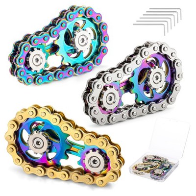 Teyva Daily 3 Pcs Metal Bike Chain Fidget Spinner Toy with Storage Box, Cool...