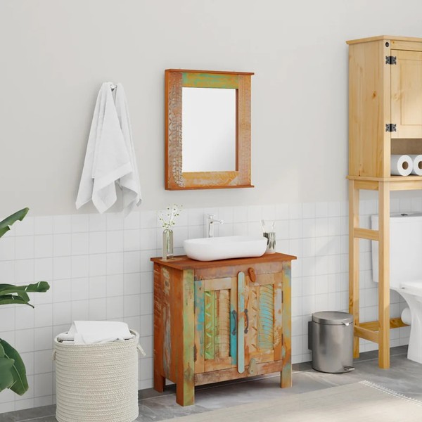 Waschbeckenunterschrank Massivholz Mit Spiegel Badezimmer BadmöBel-image