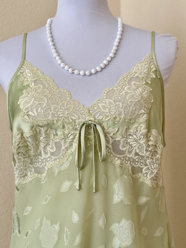 Camisón de colección Jones New York de gasa transparente verde en capas talla L Y2K Foto 4 de 4