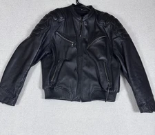 Wilsons Open Road Leather Motorcycle Jacket Mens XL Black Biker Thinsulate