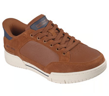 Skechers Shoes Men's Slip Ins Wide Fit Comfort Casual Brown Court Leather 254204