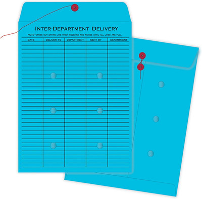 Interdepartment String & Button Closure Envelopes, 1'' X 13'', 1-Sided Narrow Rule