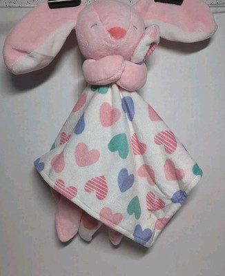 Carters Pink Bunny Hearts Baby Security Blanket Plush Lovey 2016 Retired
