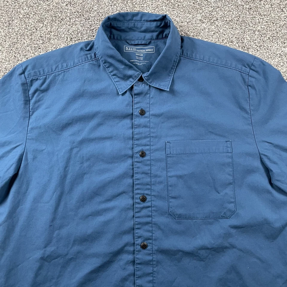 511 Tactical Shirt Men Medium Blue Snap Cotton Covert Quick Draw Concealed Carry - Image 2 of 4