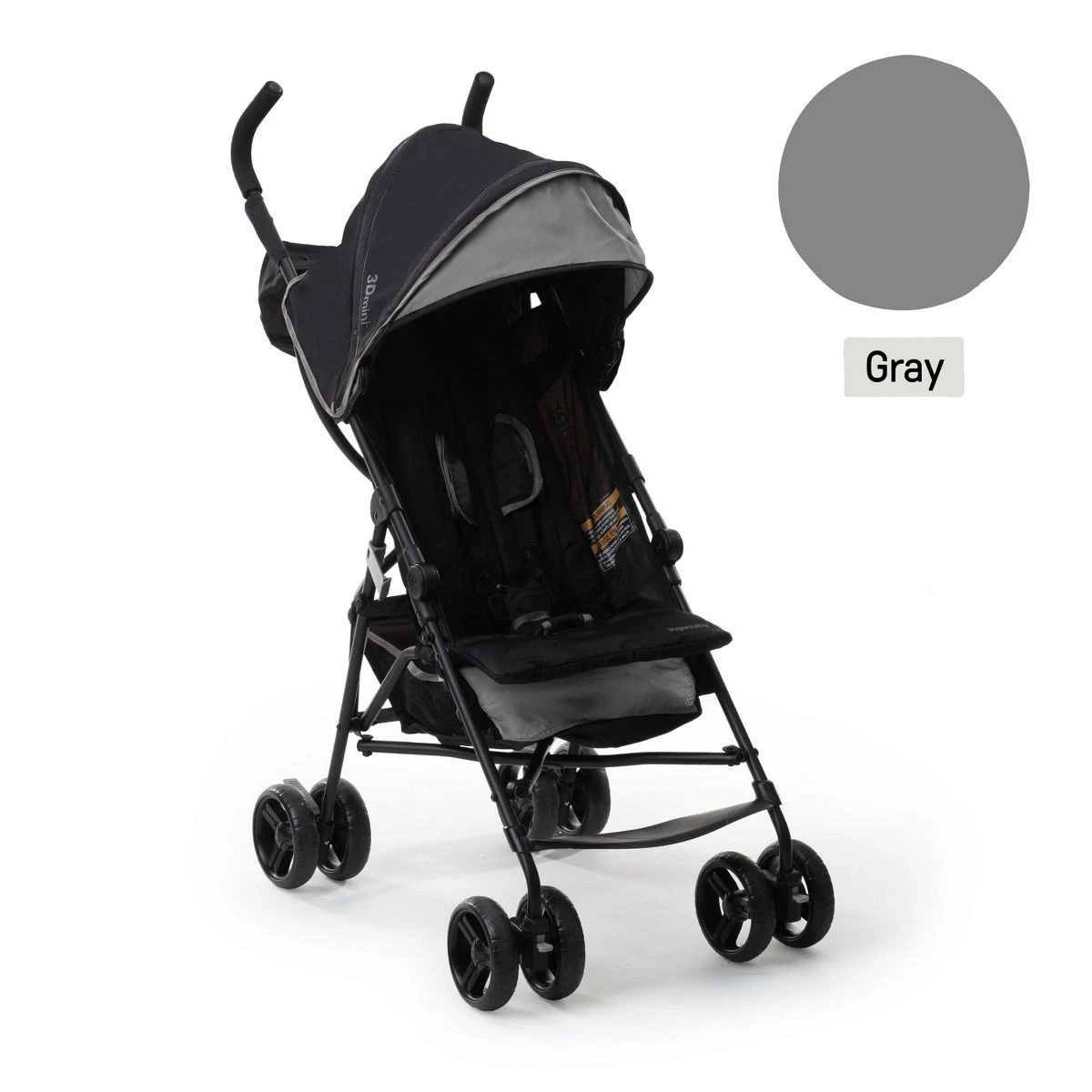 Ingenuity 3Dmini Lightweight Umbrella Stroller, Portable Baby Travel Gear, Gray