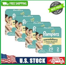 4 Box Pampers Swaddlers Diapers, Size 2 10-22 lbs , Absorbent, 29 Ct Box