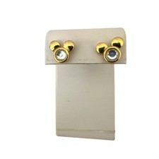 Disney Gold Tone Mickey/Minnie Mouse Rhinestone Earrings Tiny Sparkle Studs Box