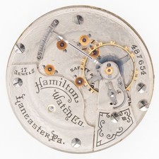 Hamilton Grade 924 Model 1 18-Size 17 Jewel Antique Pocket Watch Movement, Runs