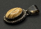 Vintage Signed Navajo Picture Jasper & Sterling  Pendant W. Rope Twist Frame — photo 2