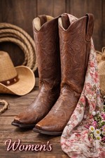 Corral Western Cowboy Boots Womens 7 Brown Leather Embroidered Cowgirl