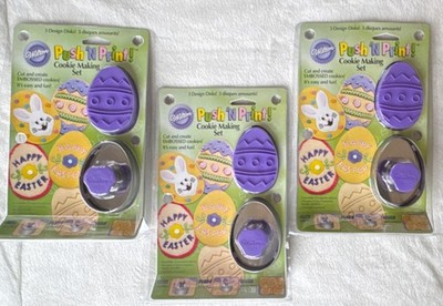NEW Lot of 3 Wilton Push 'N Print Embossed Easter Cookie Cutter Sets