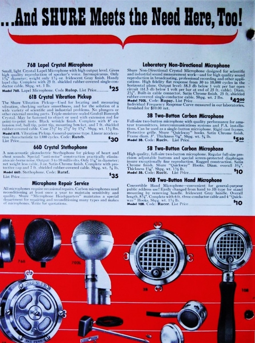 Vintage RARE 1940s Shure 702D / 9898 crystal microphone w XLR