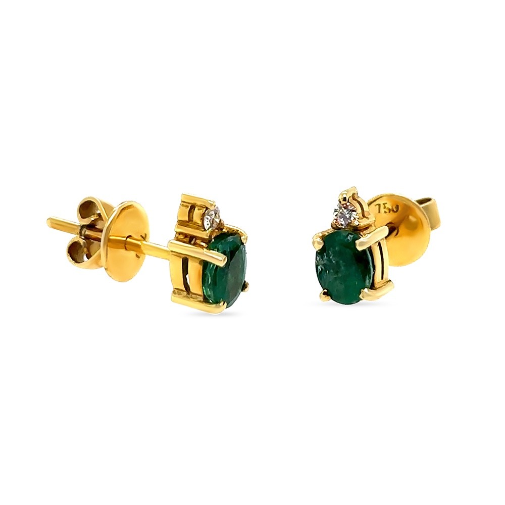 Authentic 18ct Yellow Gold Emerald & Diamond Stud Earrings 1.06ct RRP $7,000* image 7