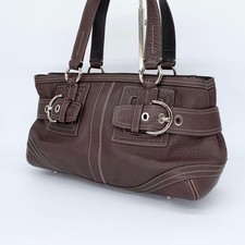 COACH Soho Brown Leather Shoulder Bag 2764 Silver Hardware Auth