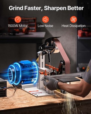 Ponceuse à Bande VEVOR 1500 W – 72×2 Pouces, Vitesse Variable, 3 Rouleaux De Meulage