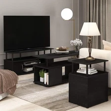 Modern Large Entertainment Stand for TV up to 55 Inch, Blackwood