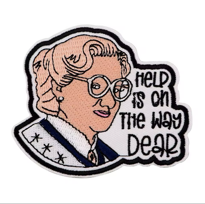 #ad #ad Mrs Doubtfire Robin Williams Movie Help is On the Way Dear Patch Iron On Sew On $4.99