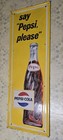 1960s Vintage PEPSI COLA SAY PEPSI PLEASE ADVERTISING SIGN Gas Station Store  — photo 4