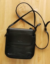 KEVIM Womens Black Leather Shoulder Bag Cross Body Handbag Zip Closure