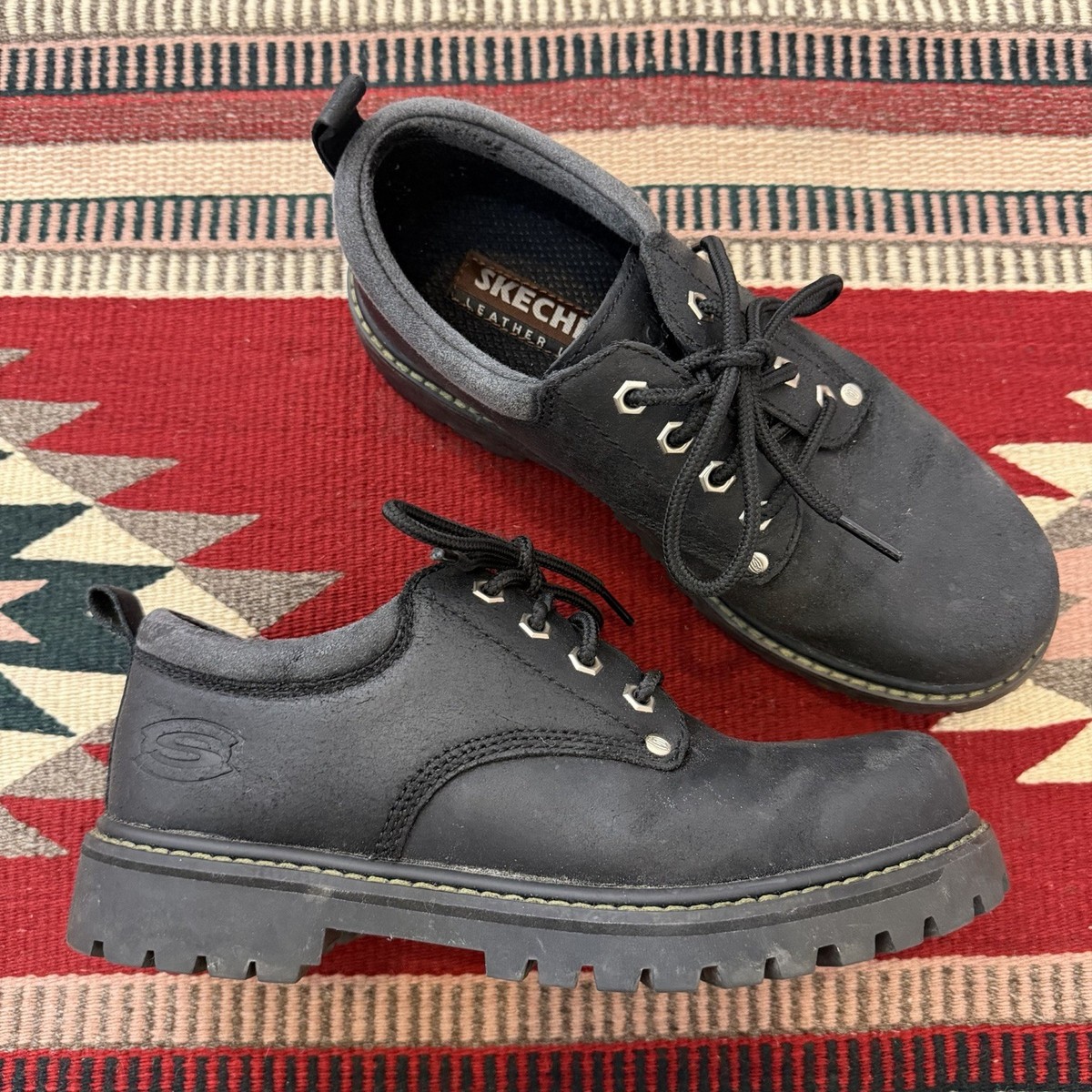 Y2K Skechers 7111 Alley Cats Utility Oxford Shoes Men's Sz 7 Black