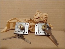 NOS Pair of Corbin Keyed Deadbolt Drawer Locks w/4 Flat Keys Steel & Brass AB12