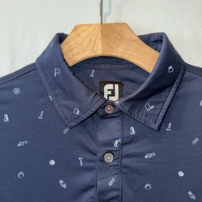 FootJoy Golf Polo Mens SMALL Navy AOP Short Sleeve Performance CASUAL NWOT