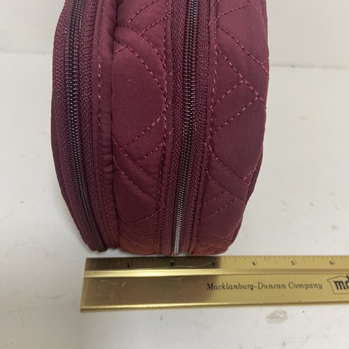 Vera Bradley Makeup Case Brush Bag Vinyl Burgandy Microfiber Lined Quilted - Picture 8 of 12