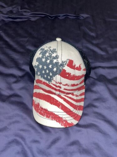 Mens USA Trucker Hat American Flag Mesh Back Baseball Cap US Snap Back OSFM - 第 2/4 張圖片