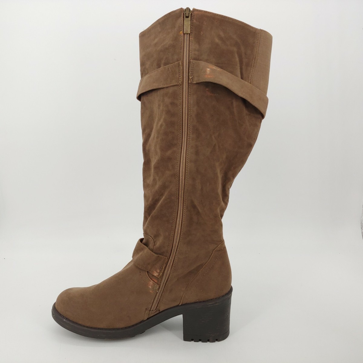 Lane Bryant Womens Dark Taupe Faux Suede Knee High Boots