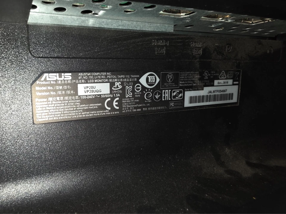 ASUS VP28UQG 28in. Monitor 4K/UHD 3840x2160 1ms 3840x2160 - Black - Image 2 of 2