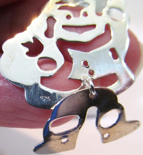 Pendientes colgantes articulados vintage de plata esterlina de Santa Claus St. Nick recortados - Imagen 6 de 8