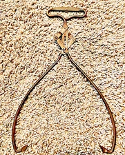 Antique Metal advertising Primitive Ice Box Tongs YOUNG BROTHERS MENS OUTFITTERS