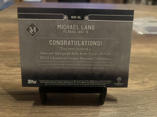 2017-18 Museum Collection Champions League Relic Auto Michael Lang Sapphire /75 - Picture 2 of 2