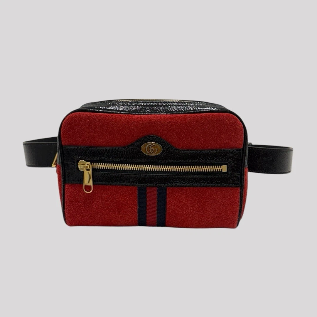 Gucci Ophidia BeltBag Ceinture Femme en Daim Rouge Taille 85   Authentique