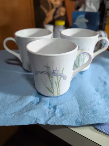 3 Corning Ware Shadow Iris Coffee Cup Mug Vintage Made in USA MCM