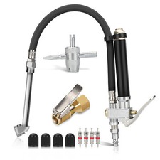 Air Tire Inflator With Pressure Gauge 10-120 Psi Dual Head Chuck For Car Truck