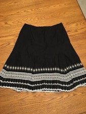 Nine West Womens Aline Knee Length Lined Embroidered Skirt Size 12