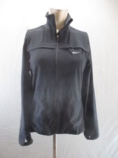 NIKE DRI-FIT Size M Womens Black Full Zip Stand Collar Slim Athletic Jacket 762