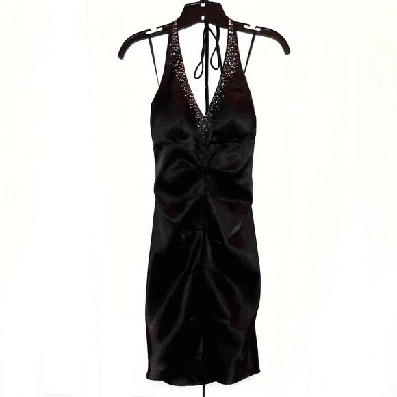 DJJaz Black Halter Cocktail Dress EUC Sz 4 eBay
