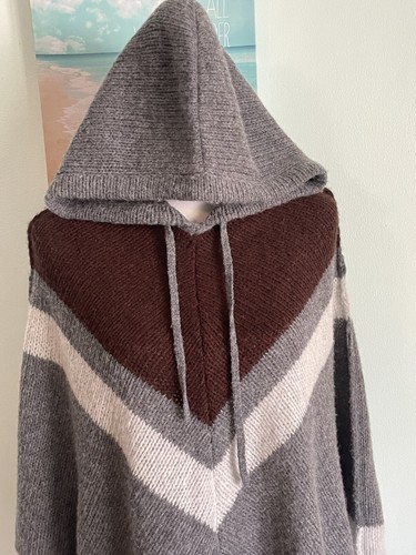 $495 JAMES PERSE Poncho Sweater Shrug Hoodie Wrap Wool Cashmere Gray - Picture 16 of 21