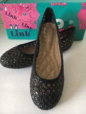Girl s Kids Youth Glitter Black Flat New Shoes Size 9, 10, 11, 12, 1, 2, 4