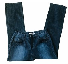 Chico's Platinum Denim Jeans Women 1.5 Reg 10 US Rhinestone Studded Embellished
