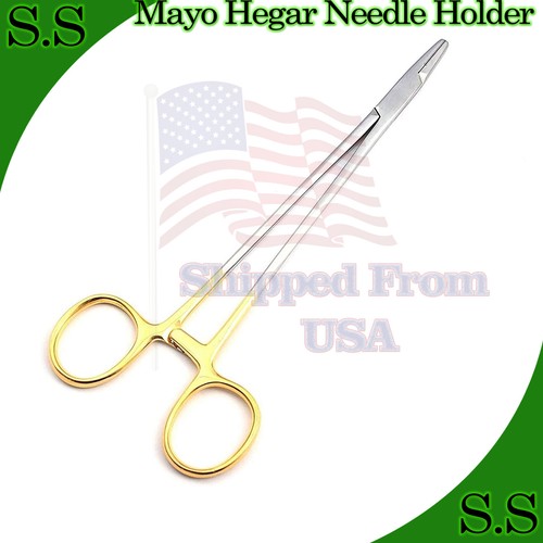 T/C Mayo Hegar Needle Holder with Tungsten Carbide Straight Surgical Dental-PICK - Picture 3 of 9