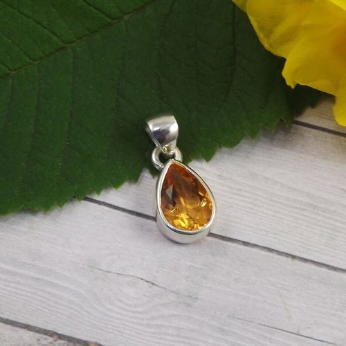 Lush Citrine Topaz Gemstone 925 Sterling Silver Handmade Pendant S-39 - Picture 4 of 6