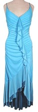 My Michelle Aqua Blue Dress Teen Size Small Prom Ruffled Hi-Low Hem