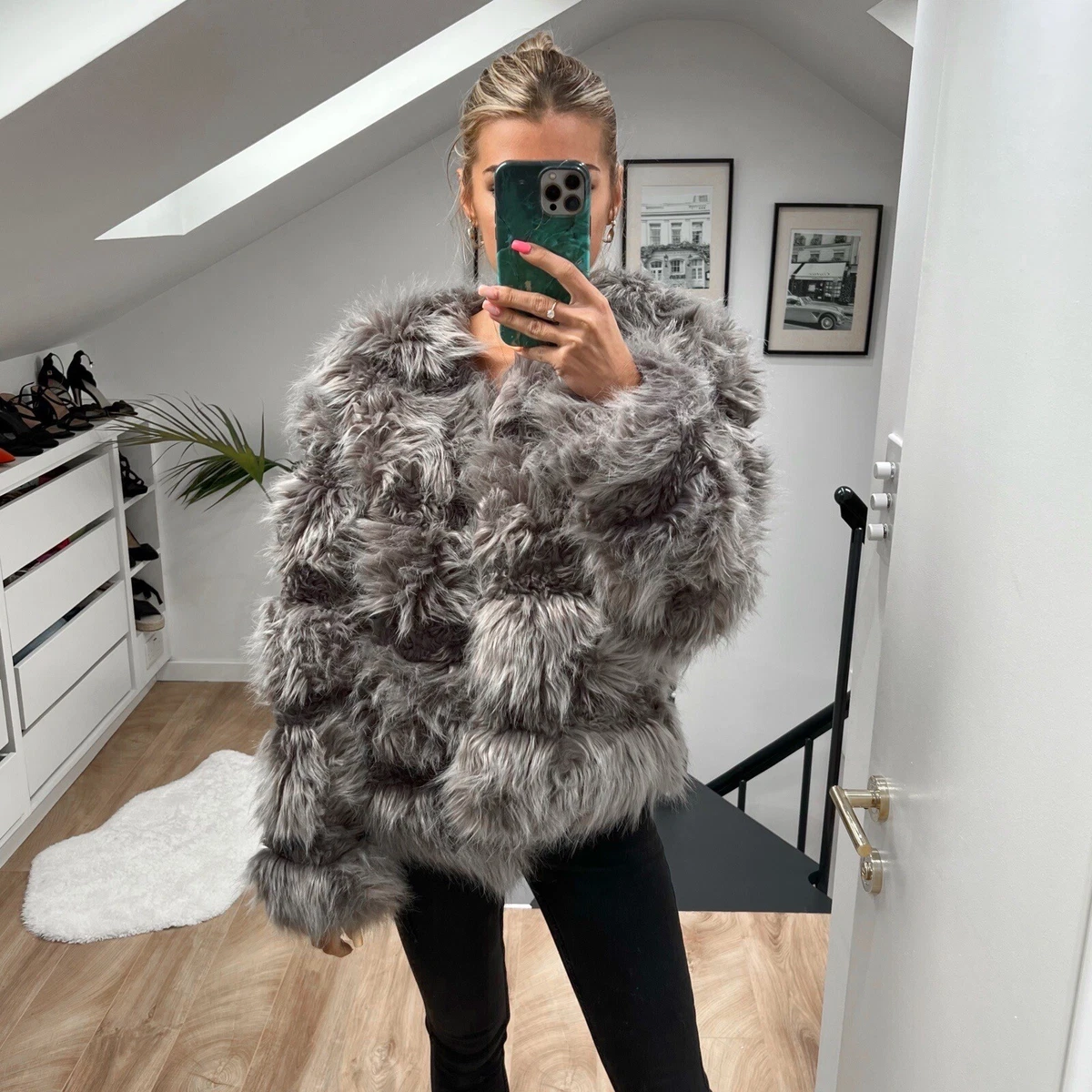 Grey fluffy clearance jacket new look