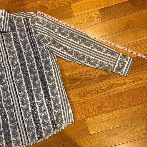 Zagiri Mens Button Front Long Sleeve Floral Embroidery Flower Dress Shirt Large - Picture 7 of 11